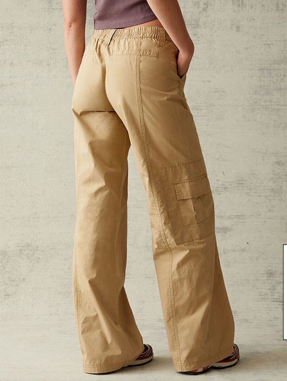 Pacsun Low Rise Puddle Wide Leg Cargo Pants Khaki Women's Elastic Waist size M. - Picture 5 of 16
